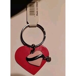 Triple Heart Metal Keychain Silver Hot Pink Light Pink Valentine Gift NEW w/ Tag